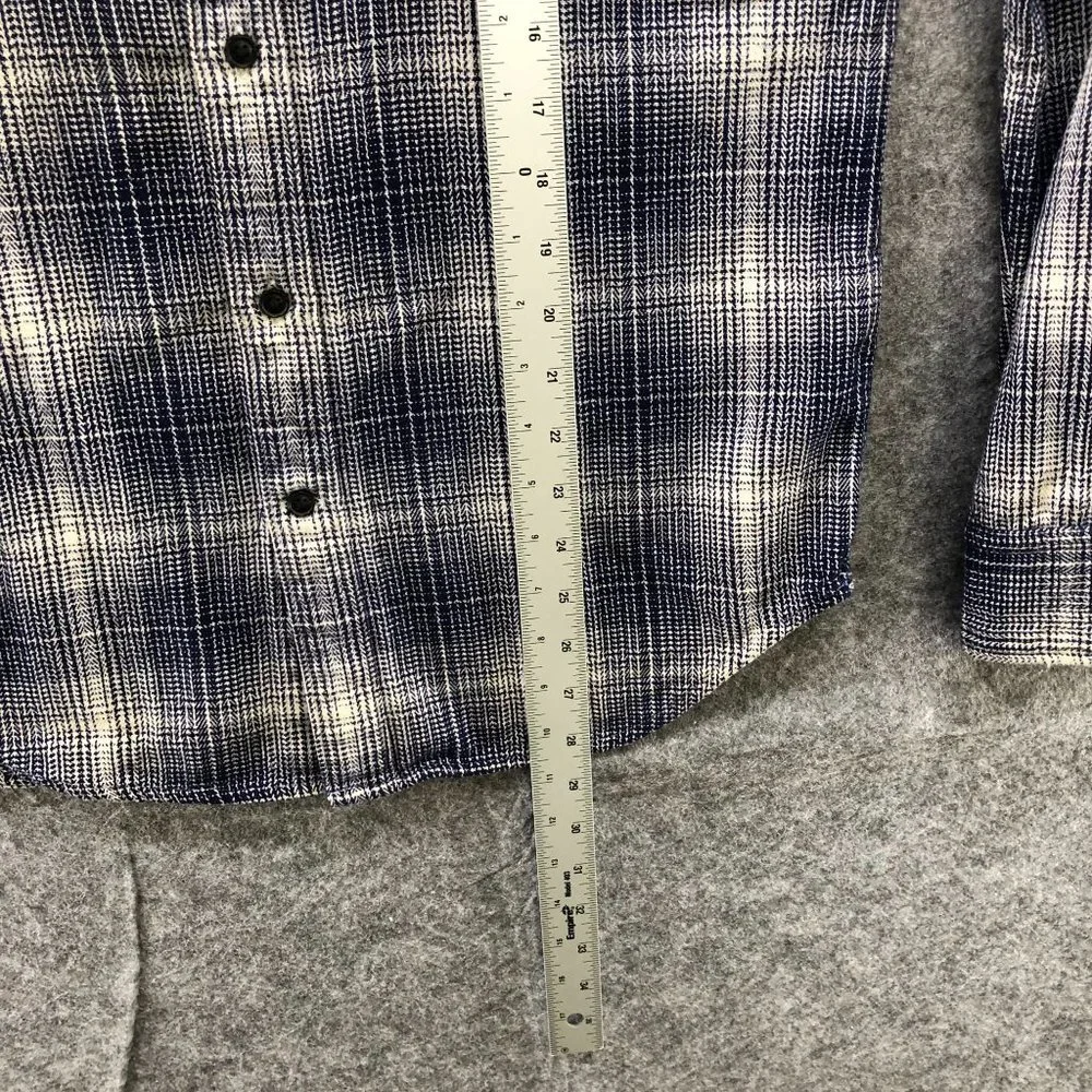 Banana‎ Republic Twill Long Sleeve Shirt Mens S Blue Plaid Camden Utility Work